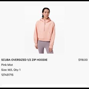 Pink crop Lululemon hoodie with thumb holes